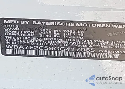 2016 BMW 750I xDrive from USA, damaged, VIN WBA7F2C59GG417065